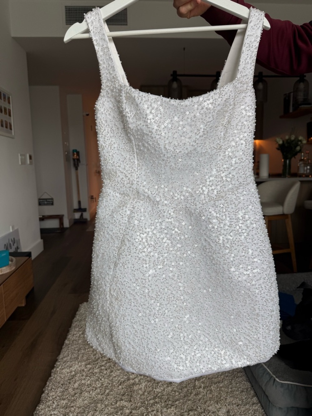 Oh Polly White Sequin Mini Dress